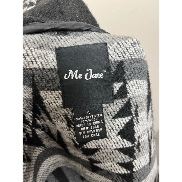 VTG Boho Wool Waterfall Cardigan Sweater Heavy Shrug Blk/Grey by ME JANE -Size S - Picture 6 of 7